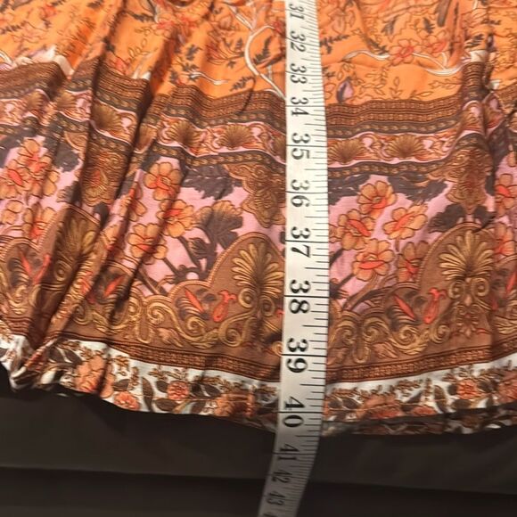 V-Neck Bohemian Orange Floral Print Short Summer Dress Cover Up Size 4XL NEW - Picture 11 of 14